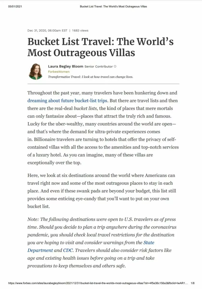 Bucket List Travel: Les villas les plus extravagantes du monde